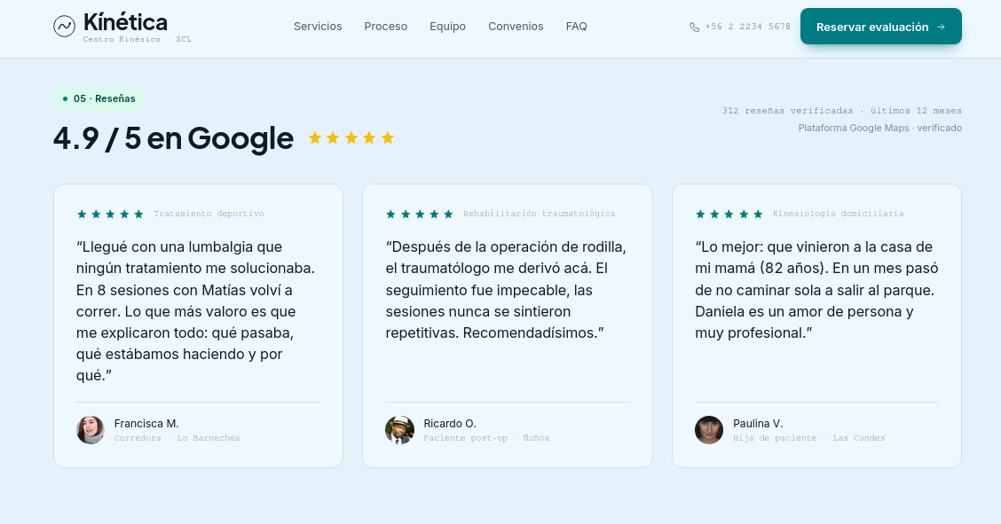Kinética - Reseñas Google